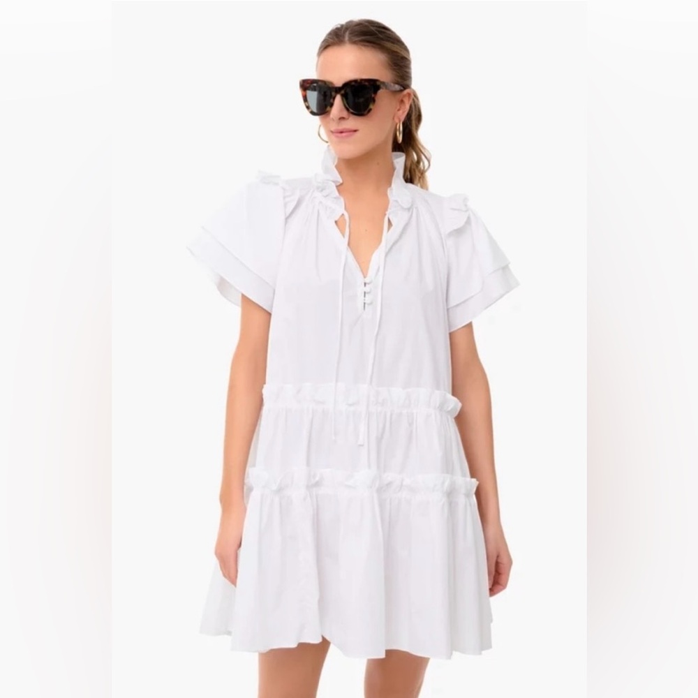 HUNTER BELL White Ruffle Mini Dress
